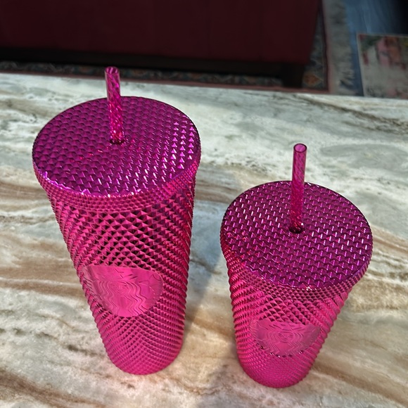 NEW ~ 2 ~ STARBUCKS MAGENTA CHROME TUMBLERS GRANDE & VENTI - Picture 7 of 7